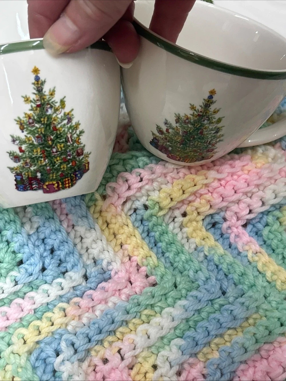Christopher Radko lot of 8 celebration traditions Christmas tree cups w/ saucers